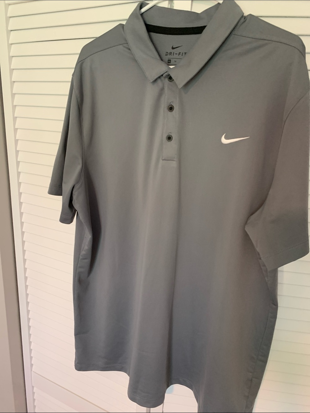Nike Men’s Gray Performance Polo with White Swoosh